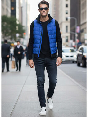 Calvin Klein Men's Medium Performance Blue Quilted Vest